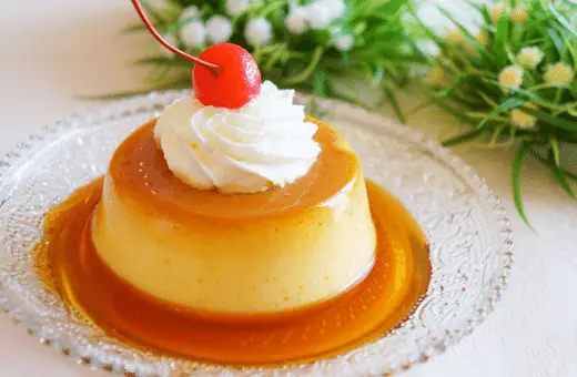 Flan goes well with the flavors of mojo pork and makes a delicious end to any meal.