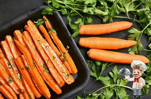 roasted carrots are a perfect partner for beef tenderloin