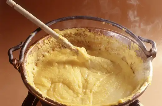 Baked polenta is an easy side dish that goes nicely with baked brie