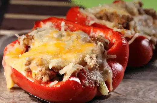 Cheese-Stuffed Peppers are one of our go-to sides whenever you want to enjoy chicken thighs. 