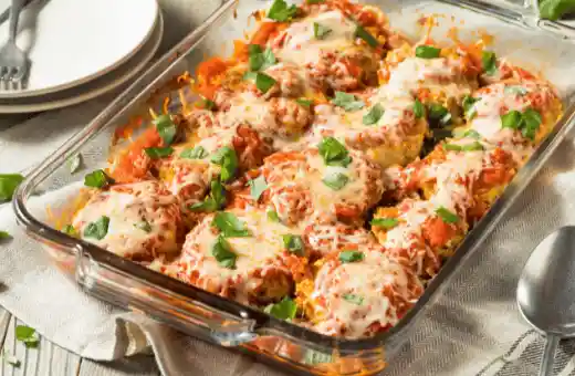Eggplant Parmesan is a great option for a light yet satisfying brunch side dish that pairs nicely with mimosas.