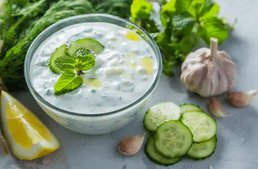 Look no further than this flavorful yogurt-mint sauce for an excellent and creamy accompaniment to your cauliflower steak. 