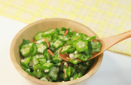 Okra Salad is a unique and delicious pair for stir fry dish. The crunchy texture of the okra, combined with the savory flavors of garlic, lemon, parsley, and olive oil, makes for an unbeatable flavor combination. 