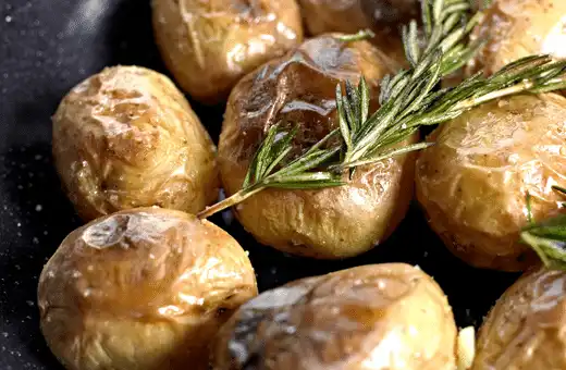 Baked potatoes perfectly blend with the marinated London broil
