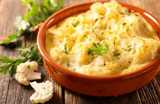 Cauliflower Gratin goes excellent with broccolini