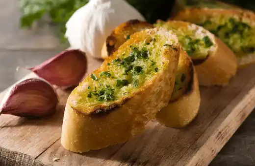 garlic bread makes it an excellent side choice alongside tasty tuna cakes
