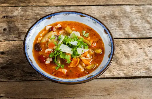 The combination of flavors in the minestrone makes Italian Minestrone Soup perfect for dipping focaccia into