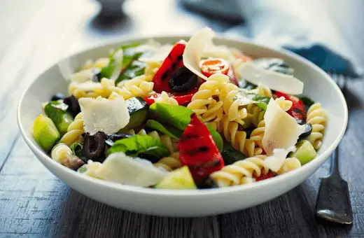 pasta salad is a classic dish that works well with shishito peppers