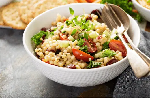 pearl couscous salad is a good side to serve with salad
