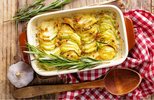potato gratin is a classic accompaniment to oxtails