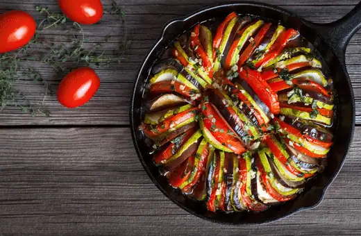 Ratatouille is a good pair to serve with grilled halibut