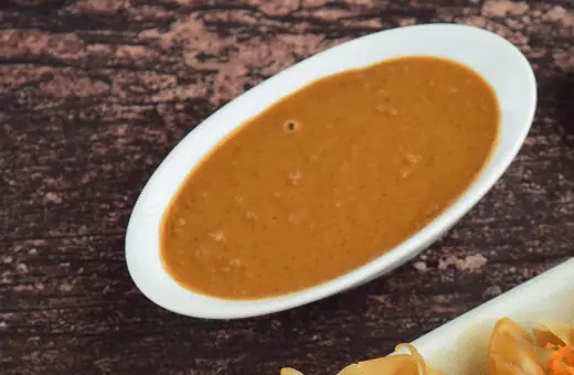 thai peanut dipping sauce is a good sauce pair to serve with coconut shrimp