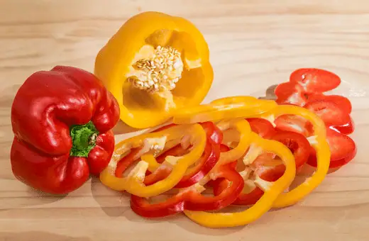 Red, orange, and yellow bell peppers can be chopped up into salads or sautéed for the perfect accompaniment to teriyaki salmon.