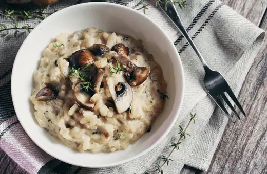 creamy risotto is the perfect match for flat iron steak