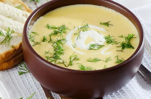 creamy soup is a good side to serve  with potato dumplings