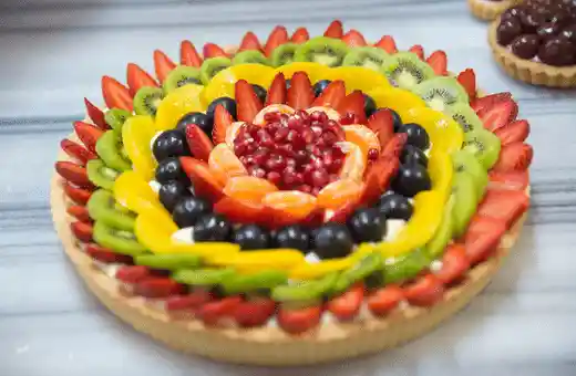 Fruit tart goes excellent with wine tasting