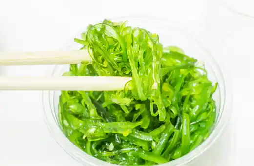 Japanese Seaweed Salad goes well with sea bass dressings