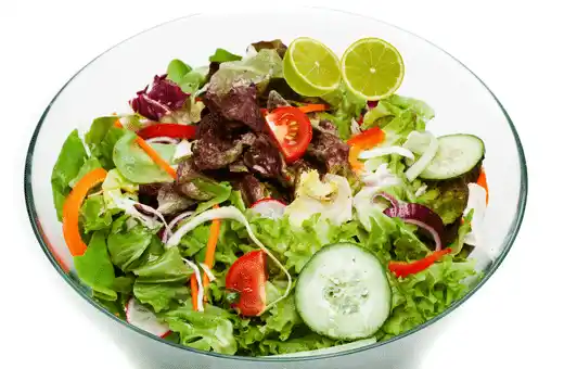 Mix Salad with Lemon juice perfect companion to salmon.