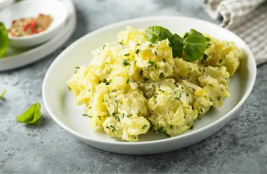 potato salad provides a cool creamy contrast to the heat of your chicken slider