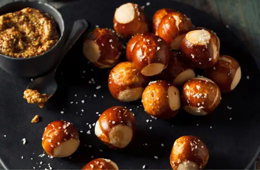 pretzel bites are great side to serve with wings on super bowl
