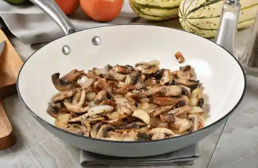 sauteed mushrooms are a natural match with gnocchi