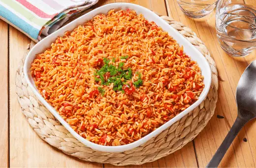 spanish rice is great to serve with tortilla