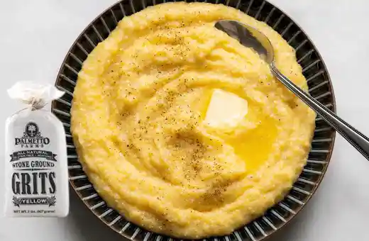 Soft, creamy stone-ground grits provide an ideal accompaniment to field peas