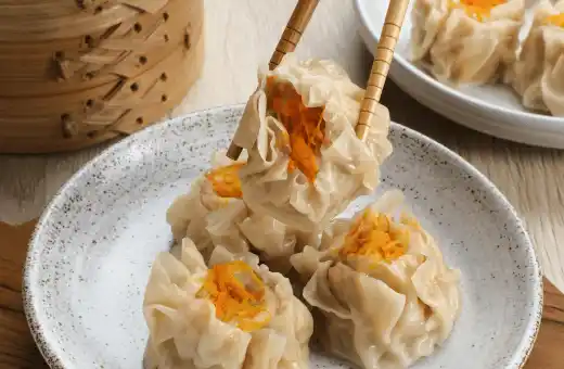 Chinese dumplings on a platter
