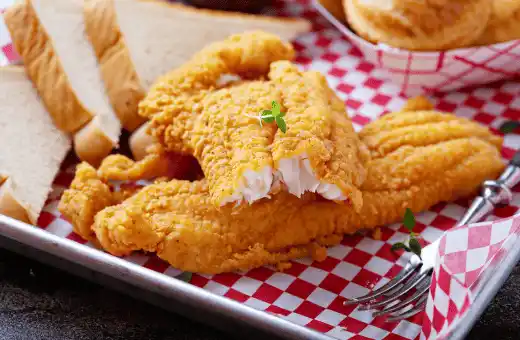 Fritter-like side with fried catfish