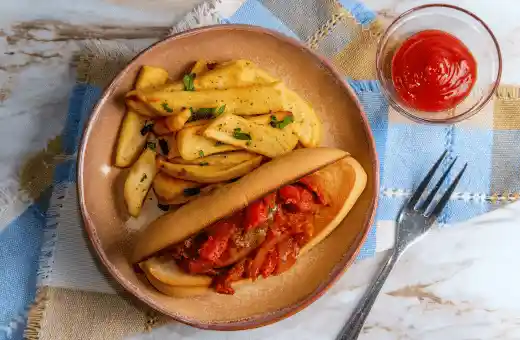 Italian sausage sandwiches on a platter