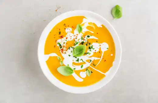 pumpkin soup on a platter