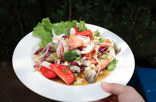 seafood salad on a platter